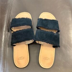 UGG Black Fuzzy Slide Sandals